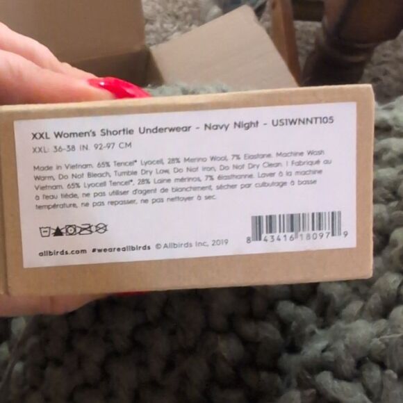 NEW Allbirds Women's Trino Shortie Underwear Navy Night Blue Wool Blend XXL - Picture 2 of 4